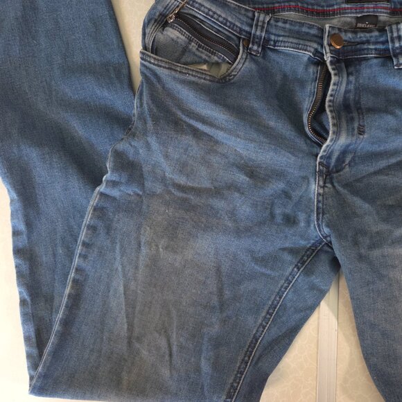 Steve's Jeans Mens 32x32 Blue Slim Fit Straight Light Wash Stretch Zipper Pocket - Picture 7 of 13